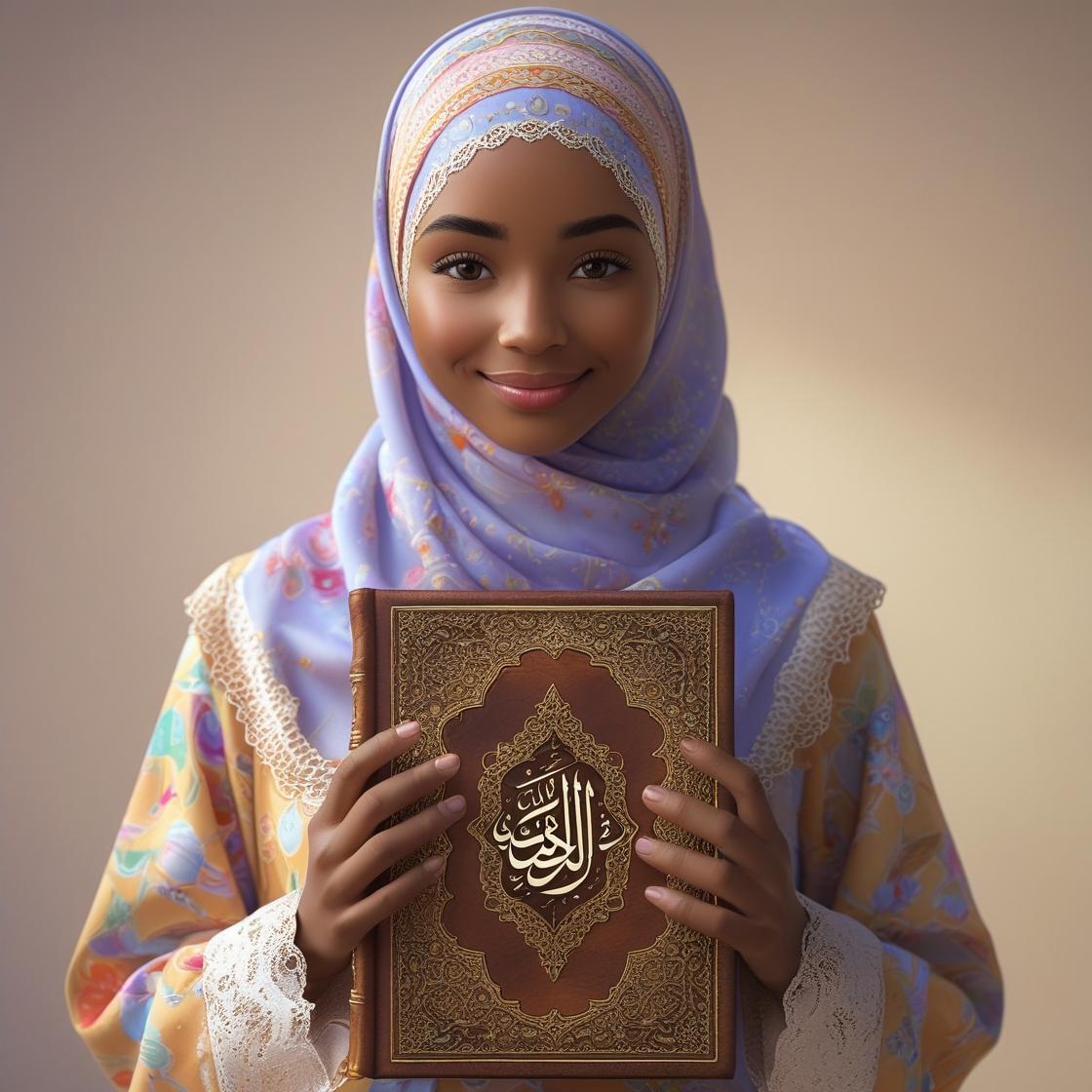 An Beautiful Muslim Hijab Wearing Woman and A Holi Al-Quran In His Hand Photo